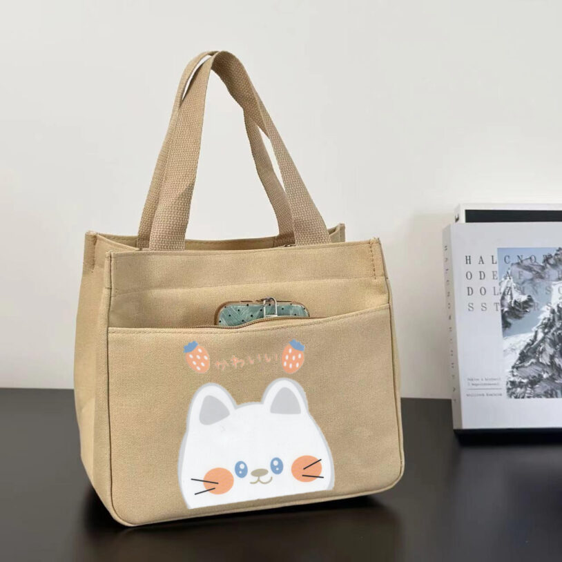 Catoon Cat Canvas handbag Travel Work Shopping Grocery Bags