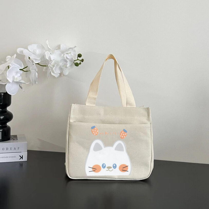 Catoon Cat Canvas handbag Travel Work Shopping Grocery Bags - Image 3