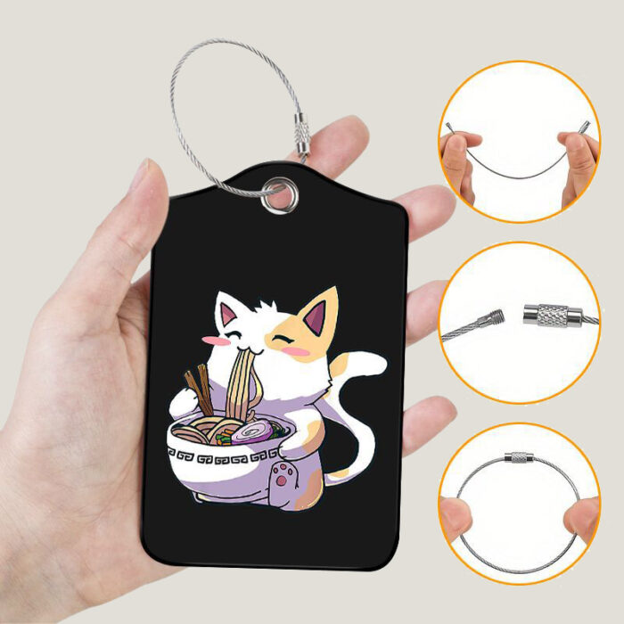 cat eatting noodle funny Luggage Tags