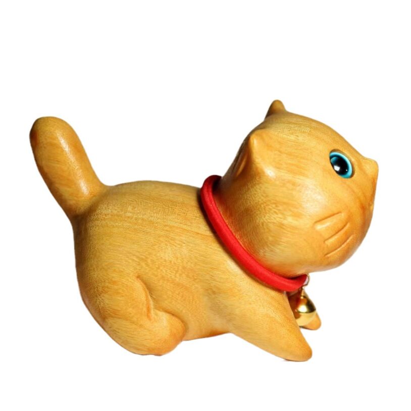 Cute Cat Wooden Sculptures Statue （Garapa） - Image 4