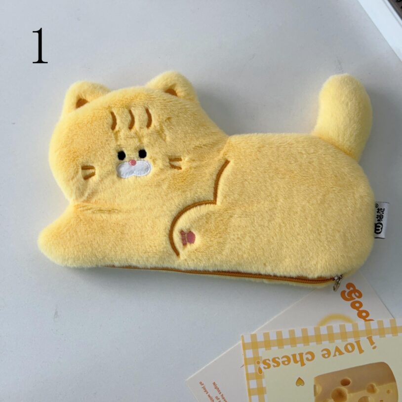 Cute cat pencil case student plush stationery box - Image 3