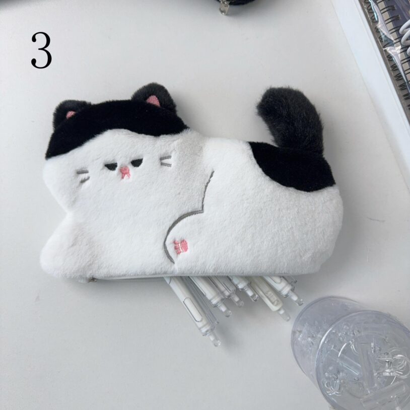 Cute cat pencil case student plush stationery box - Image 5