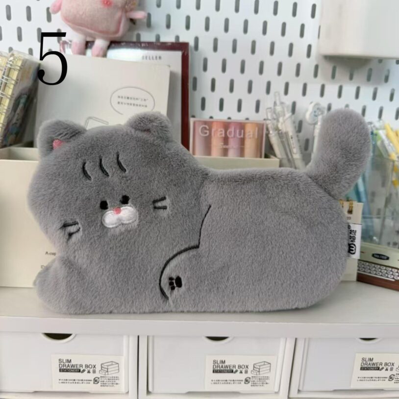 Cute cat pencil case student plush stationery box - Image 7